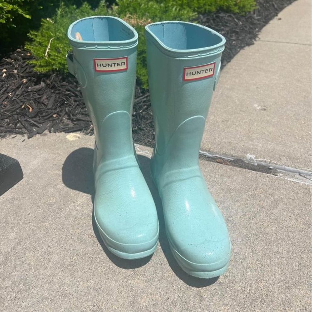 Light Blue/Light Turquoise Mid Calf Hunter Rain Boots